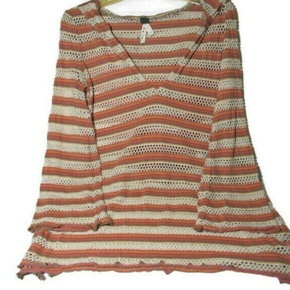 Boho We The Free Hooded Top Open Knit Long Bell - Picture 1 of 4